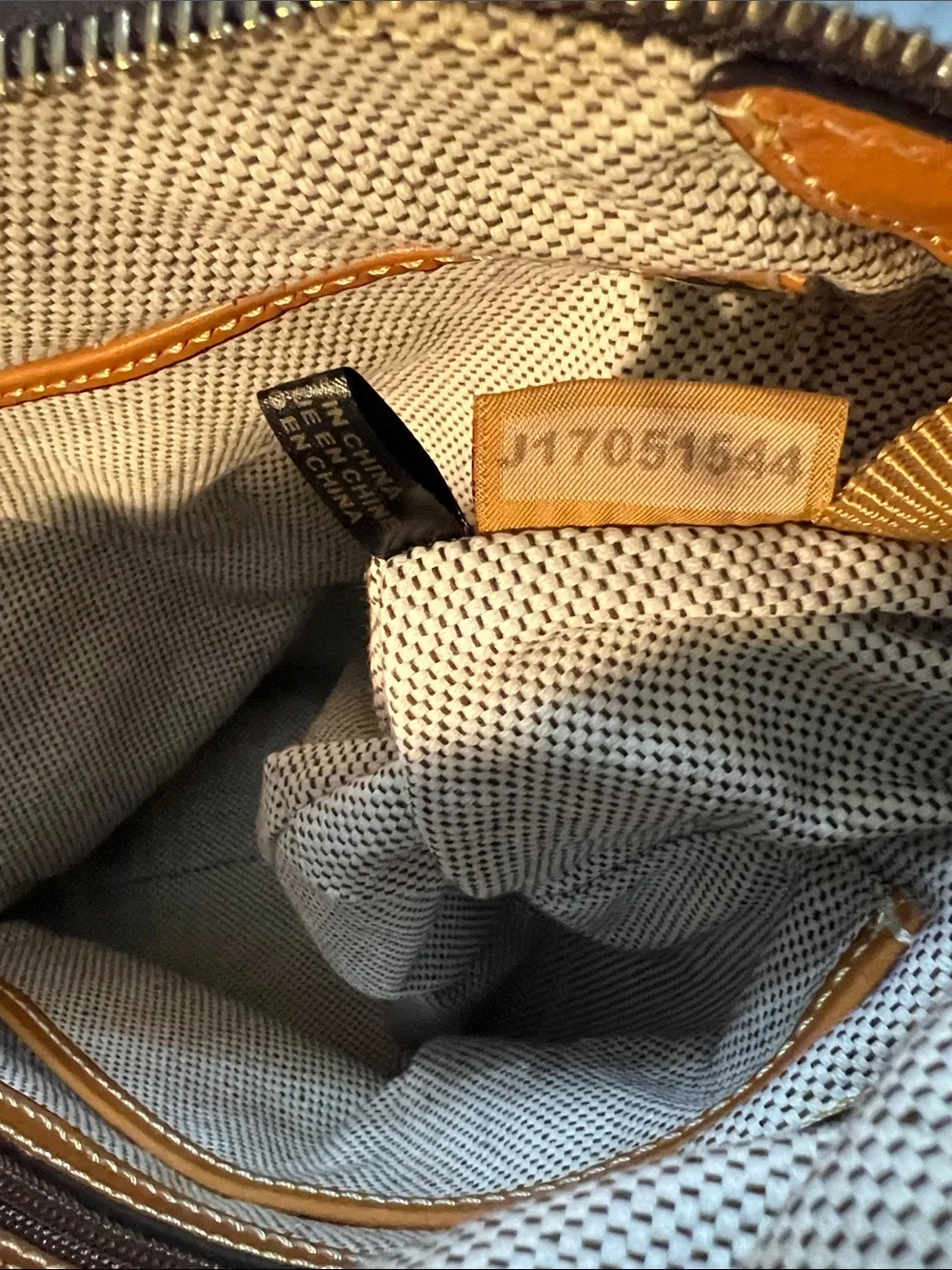 Dooney & Bourke Beige Canvas Messenger Bag with Tan Leather Trim